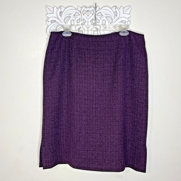 PLAZA SOUTH Women's 14 Jacket Skirt 2-Piece Suit Set 3/4 Sleeve PURPLE BLACK - Picture 6 of 16